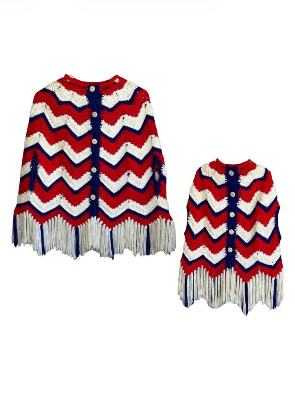 Luxury Heritage Hand-Made "Mommy & Me" Matching Hand Knit Poncho Set